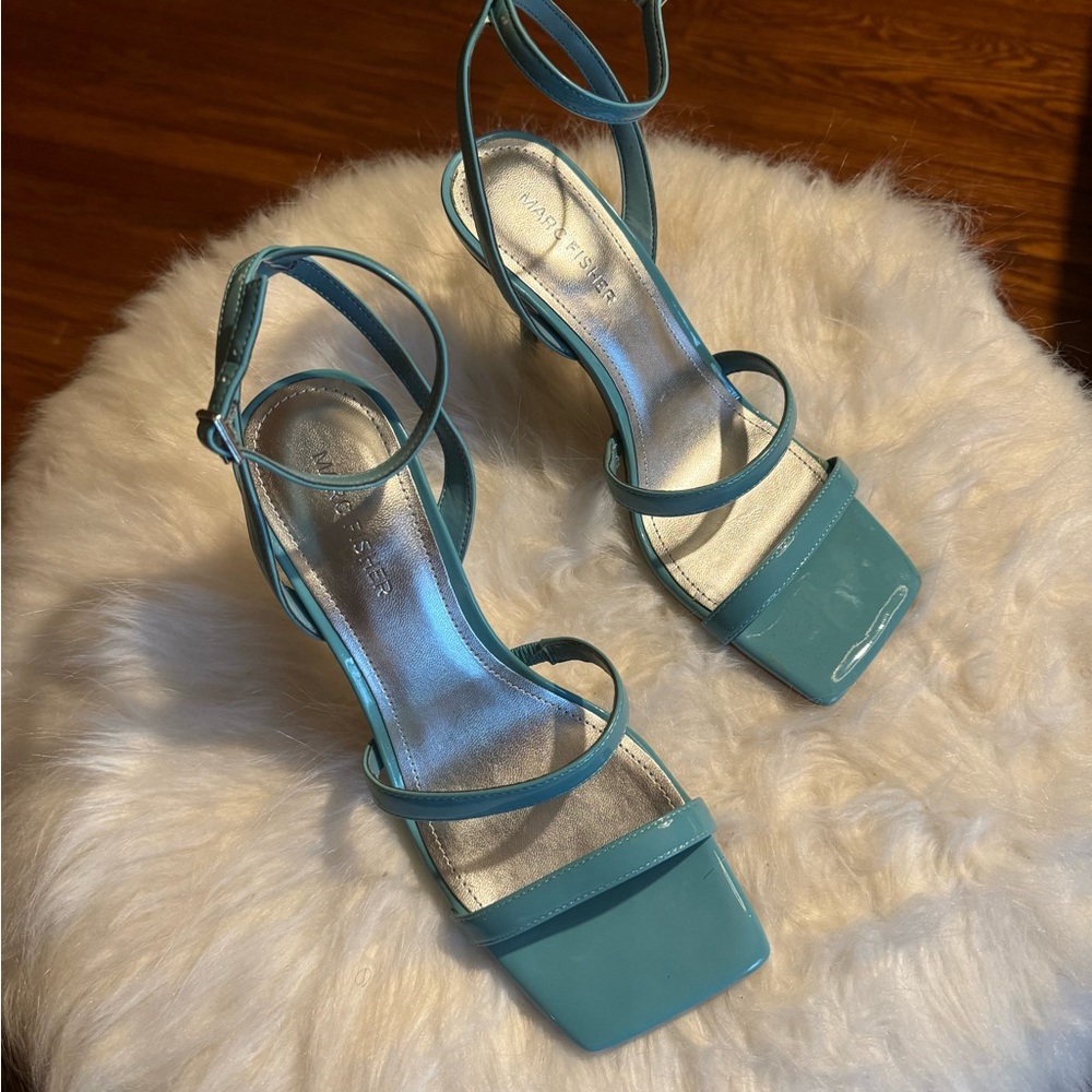 Marc Fisher Tiffany Blue Slim Block Heel Sandals
